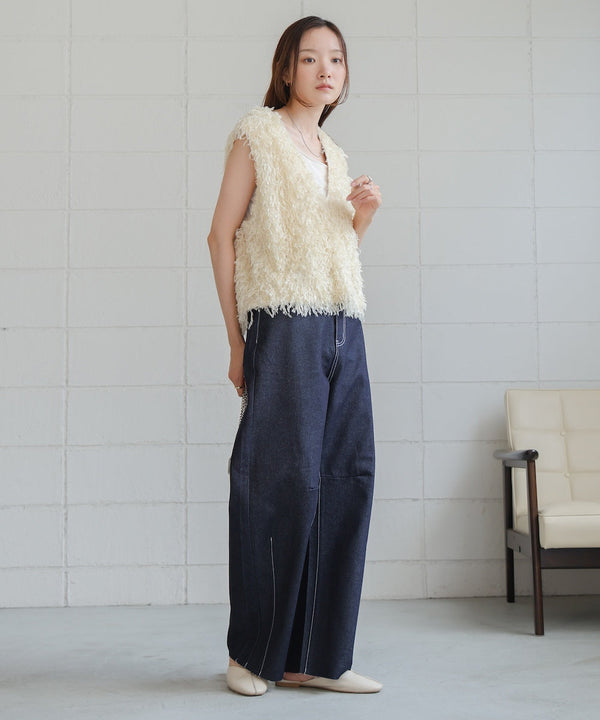 【S・Mサイズ展開あり】カーブデニムパンツ