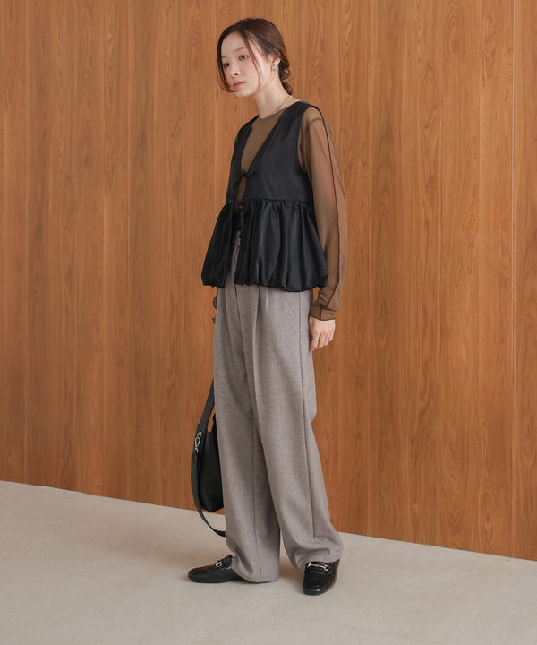 【前後2WAY】サテンペプラムバルーンベスト