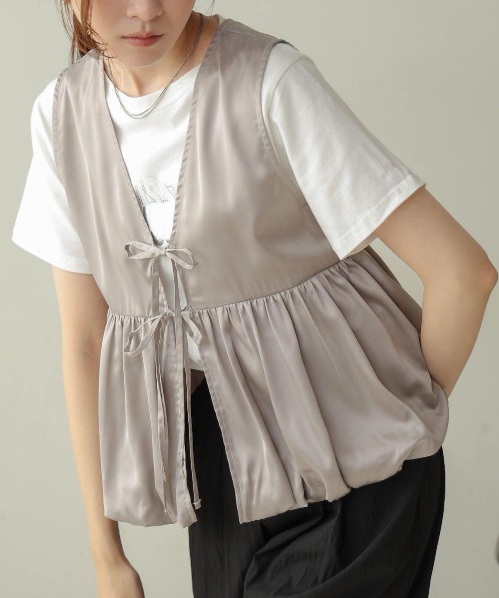 satin peplum balloon vest