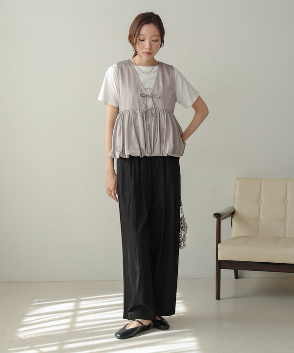 【前後2WAY】サテンペプラムバルーンベスト