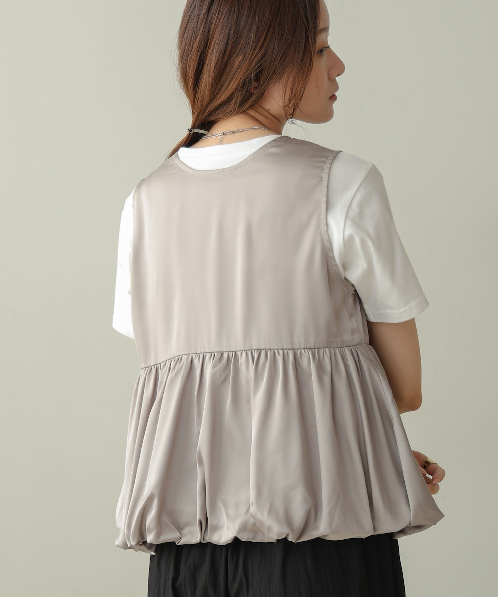 satin peplum balloon vest