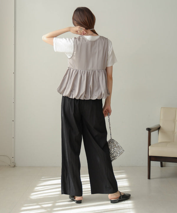 【前後2WAY】サテンペプラムバルーンベスト