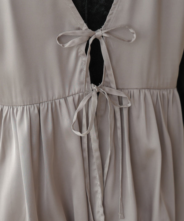 【前後2WAY】サテンペプラムバルーンベスト