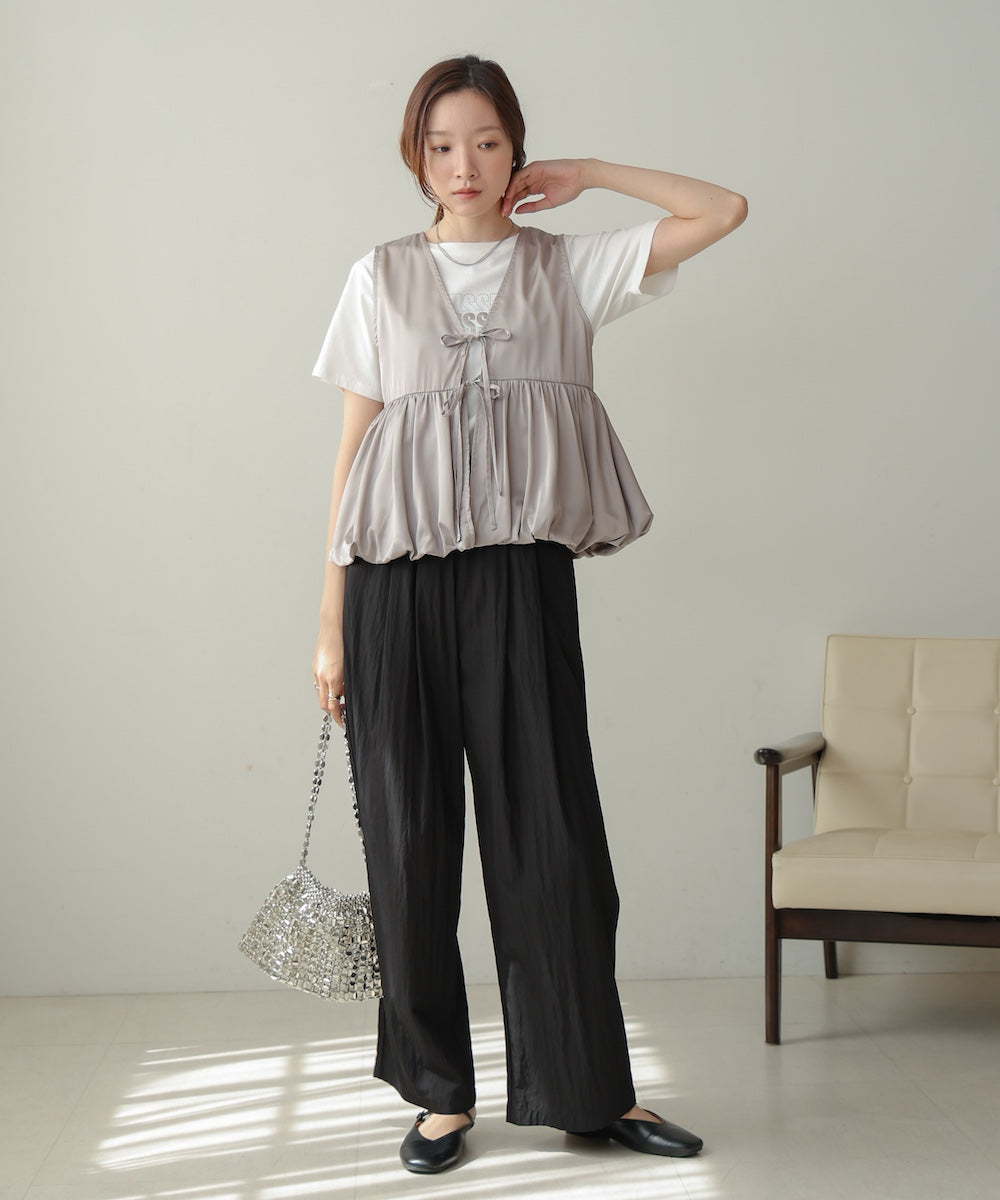 【前後2WAY】サテンペプラムバルーンベスト