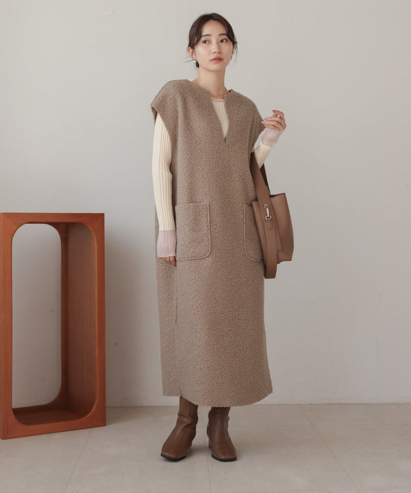 リバーシブルキーネックワンピース