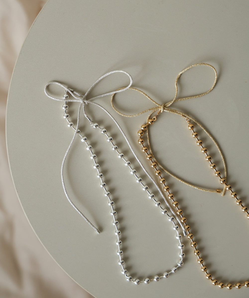 ボールチェーンラメヒモネックレス【メール便280円】