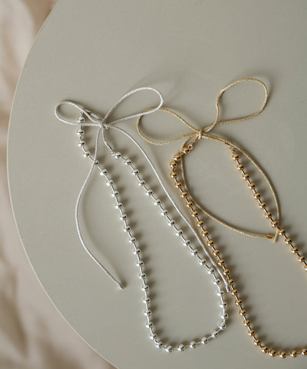 ボールチェーンラメヒモネックレス【メール便280円】