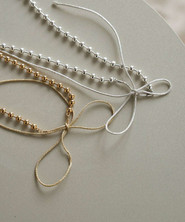 ボールチェーンラメヒモネックレス【メール便280円】