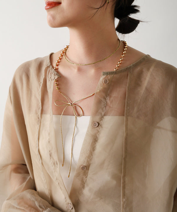 ボールチェーンラメヒモネックレス【メール便280円】