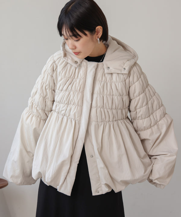 タフタ中綿シャーリングジャケット