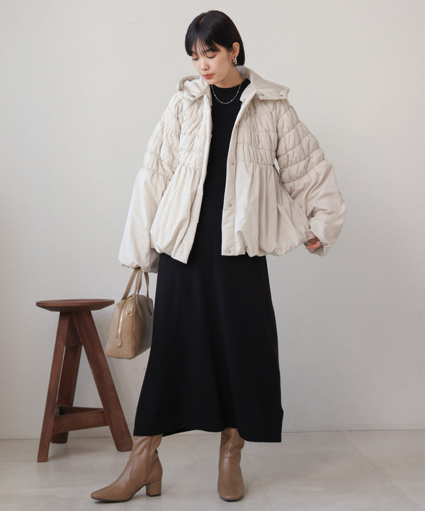 タフタ中綿シャーリングジャケット