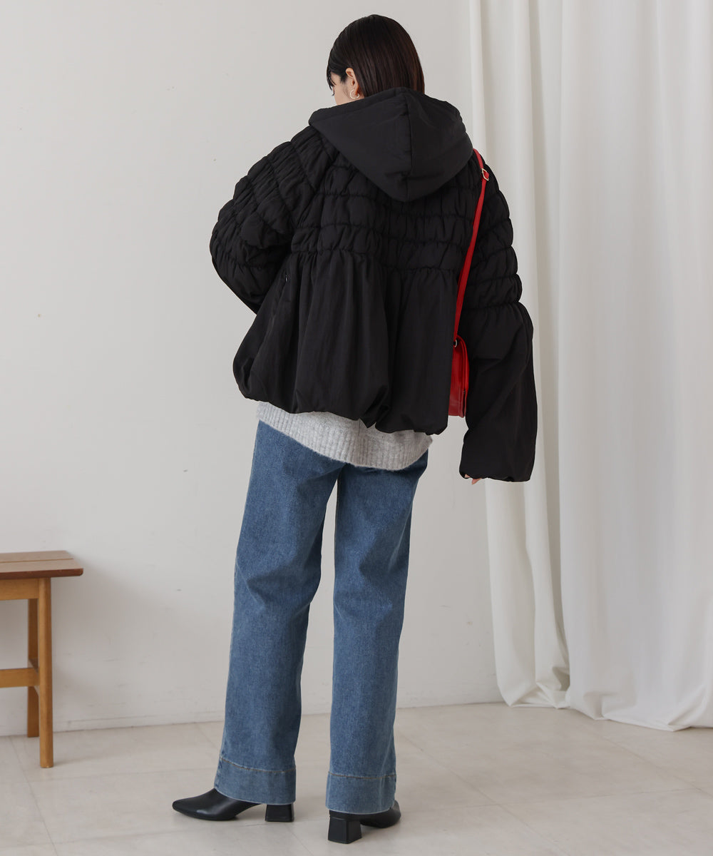 タフタ中綿シャーリングジャケット