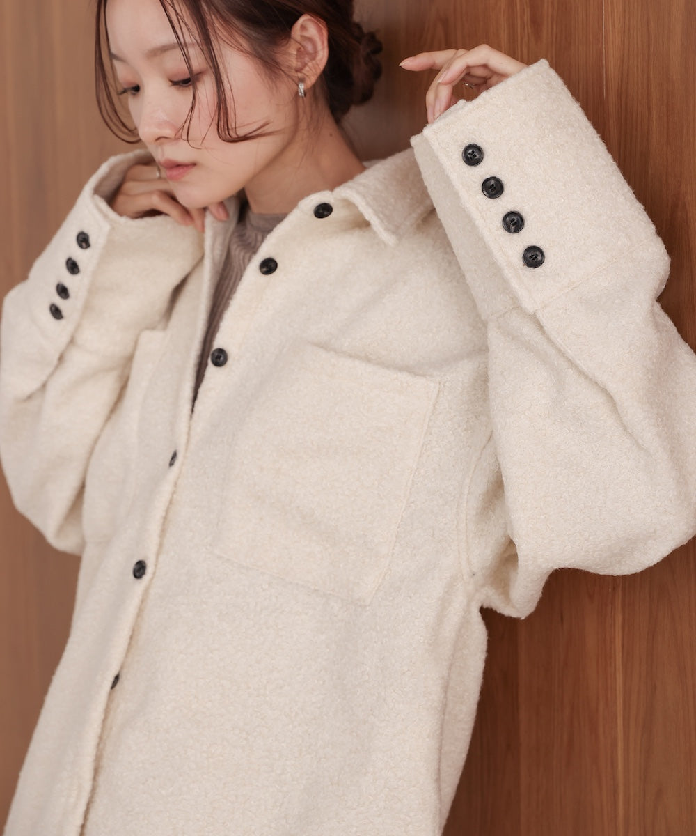 loop tweed shirt jacket