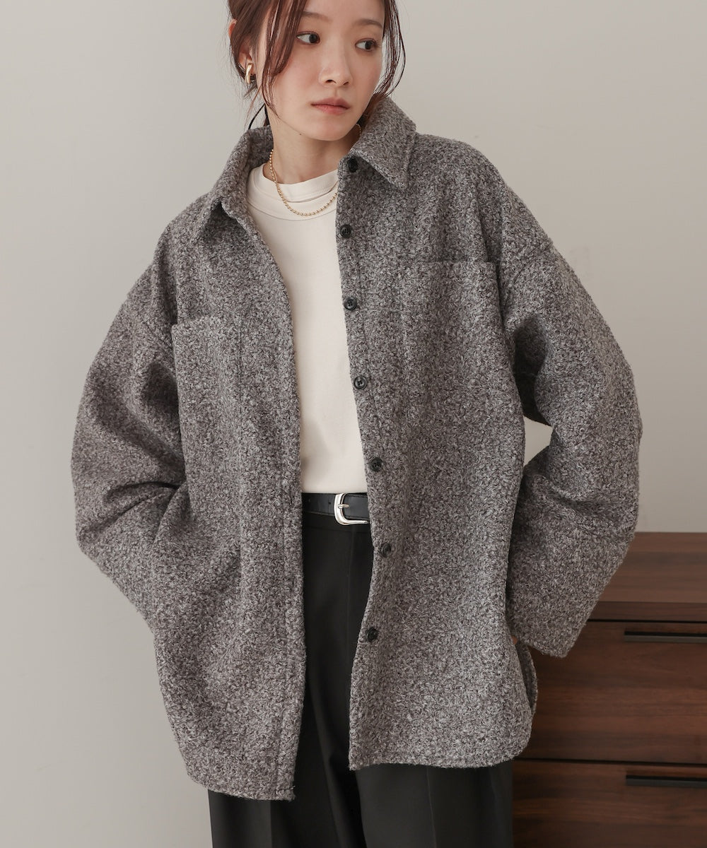 loop tweed shirt jacket