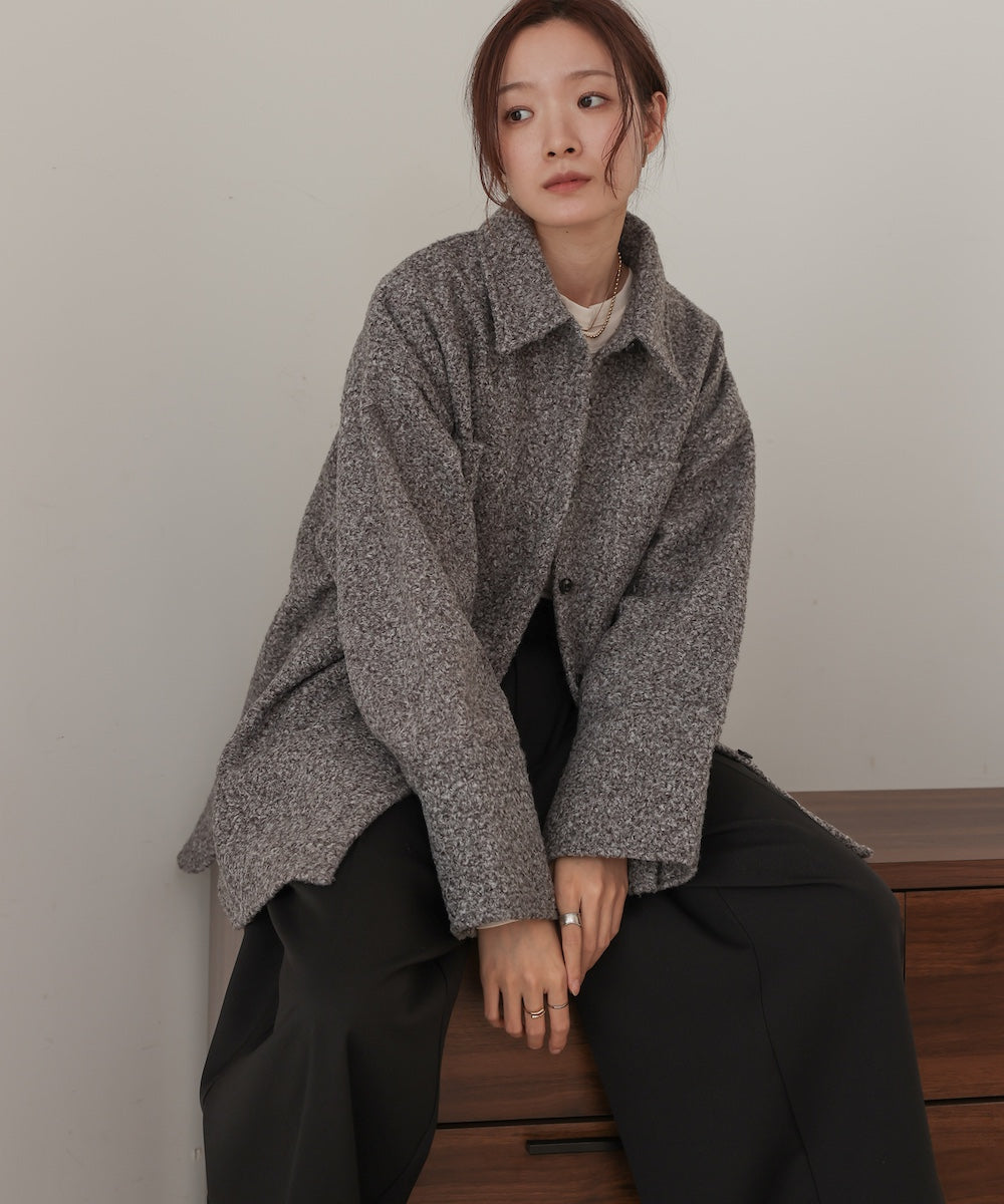 loop tweed shirt jacket