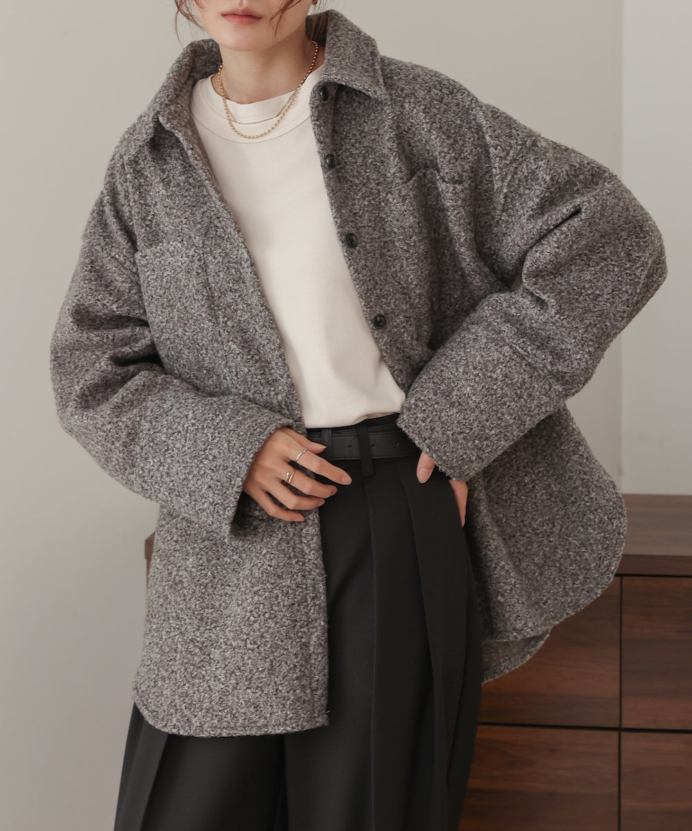 loop tweed shirt jacket