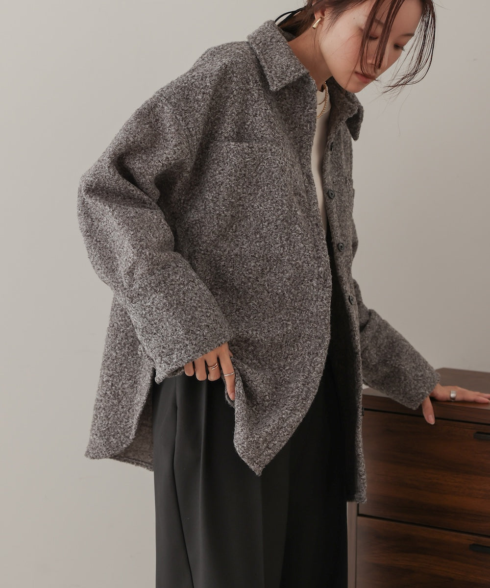 loop tweed shirt jacket