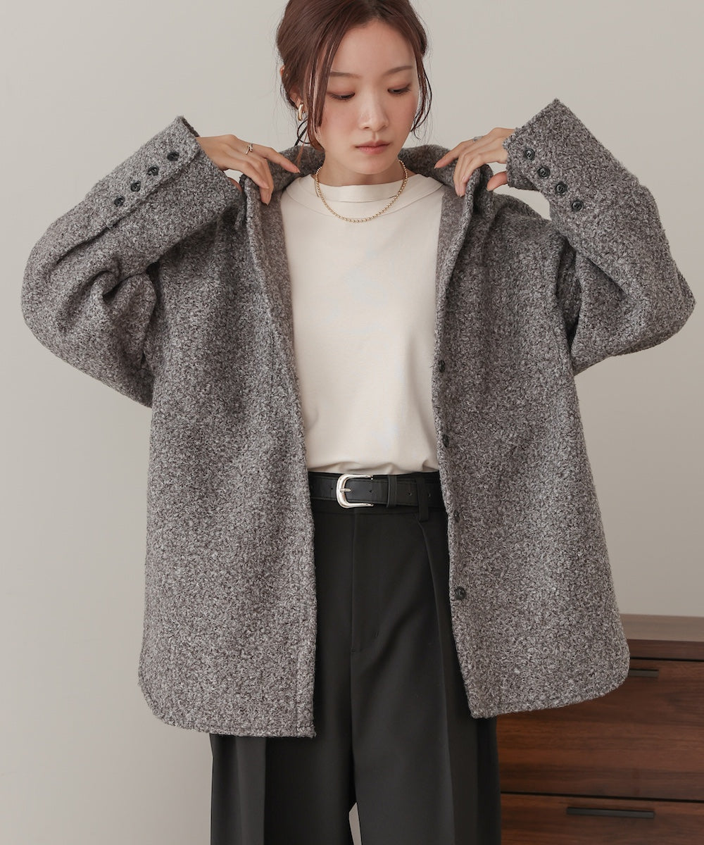 loop tweed shirt jacket