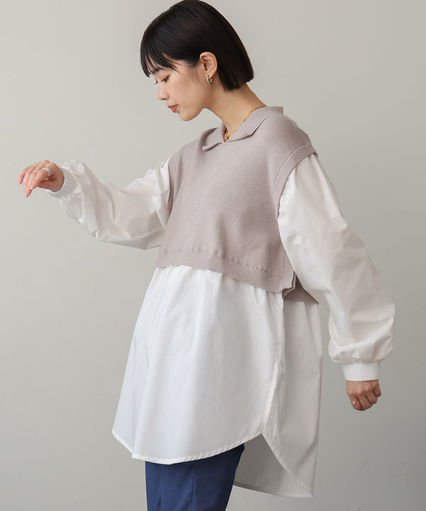 襟付きドッキングチュニック