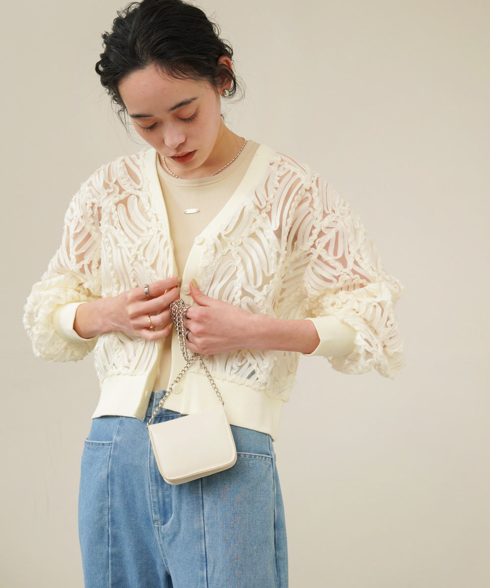 テープジャガードレースカーディガン