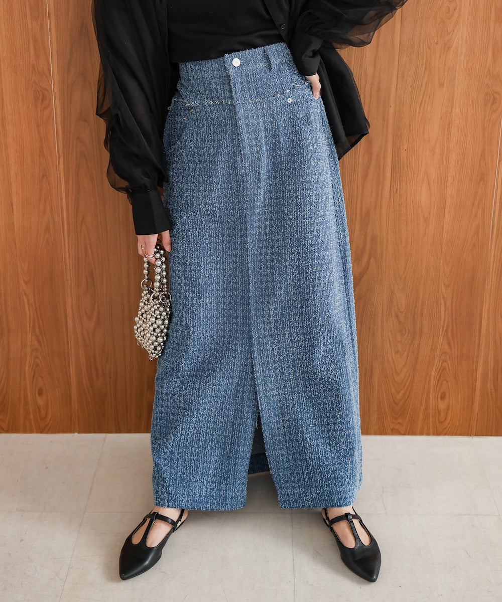 ドットダメージデニムスカート