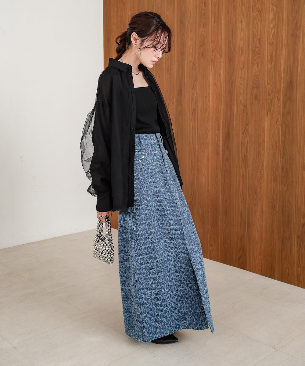 ドットダメージデニムスカート