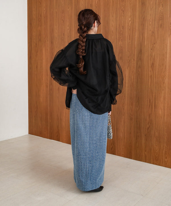 ドットダメージデニムスカート