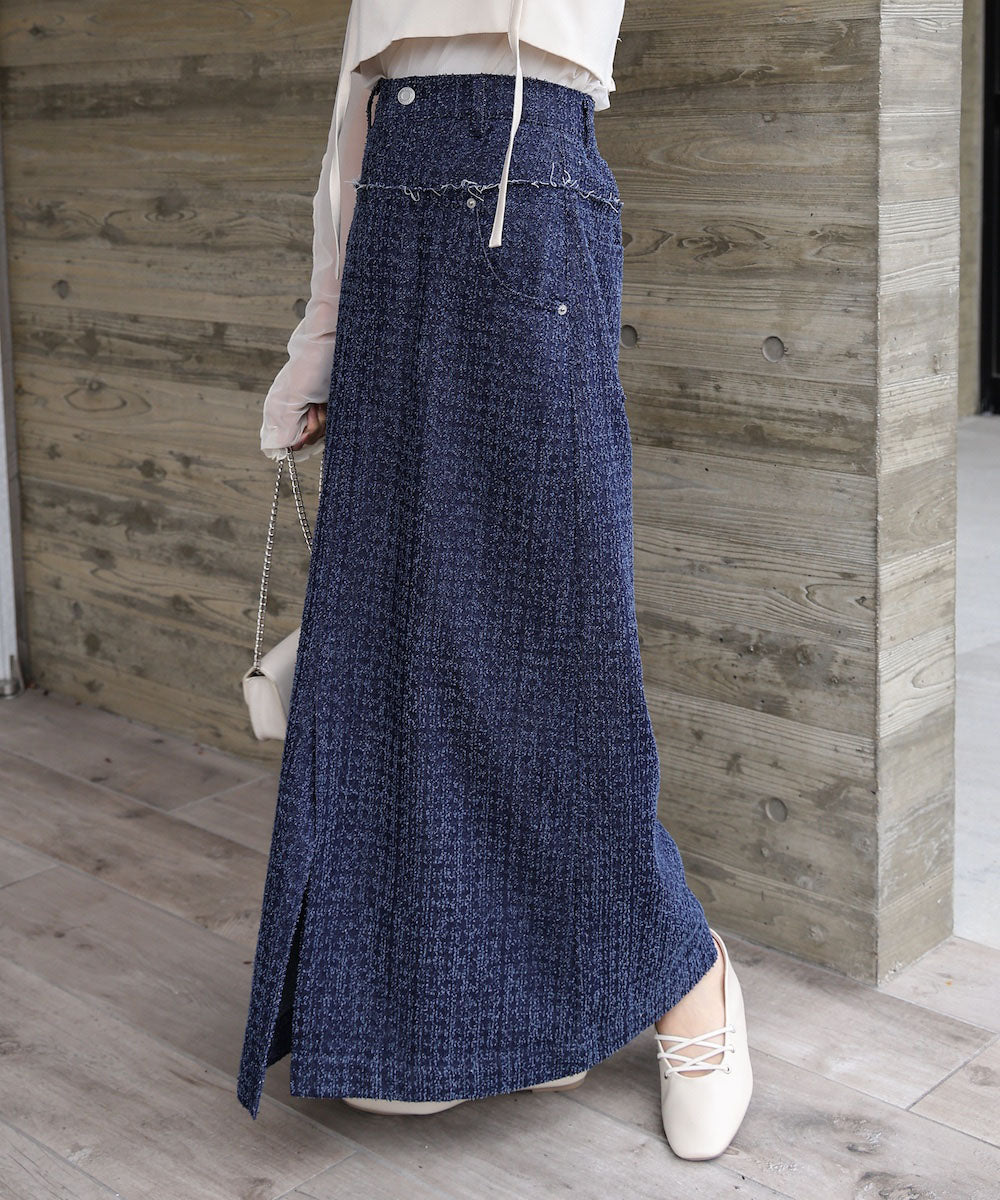 ドットダメージデニムスカート