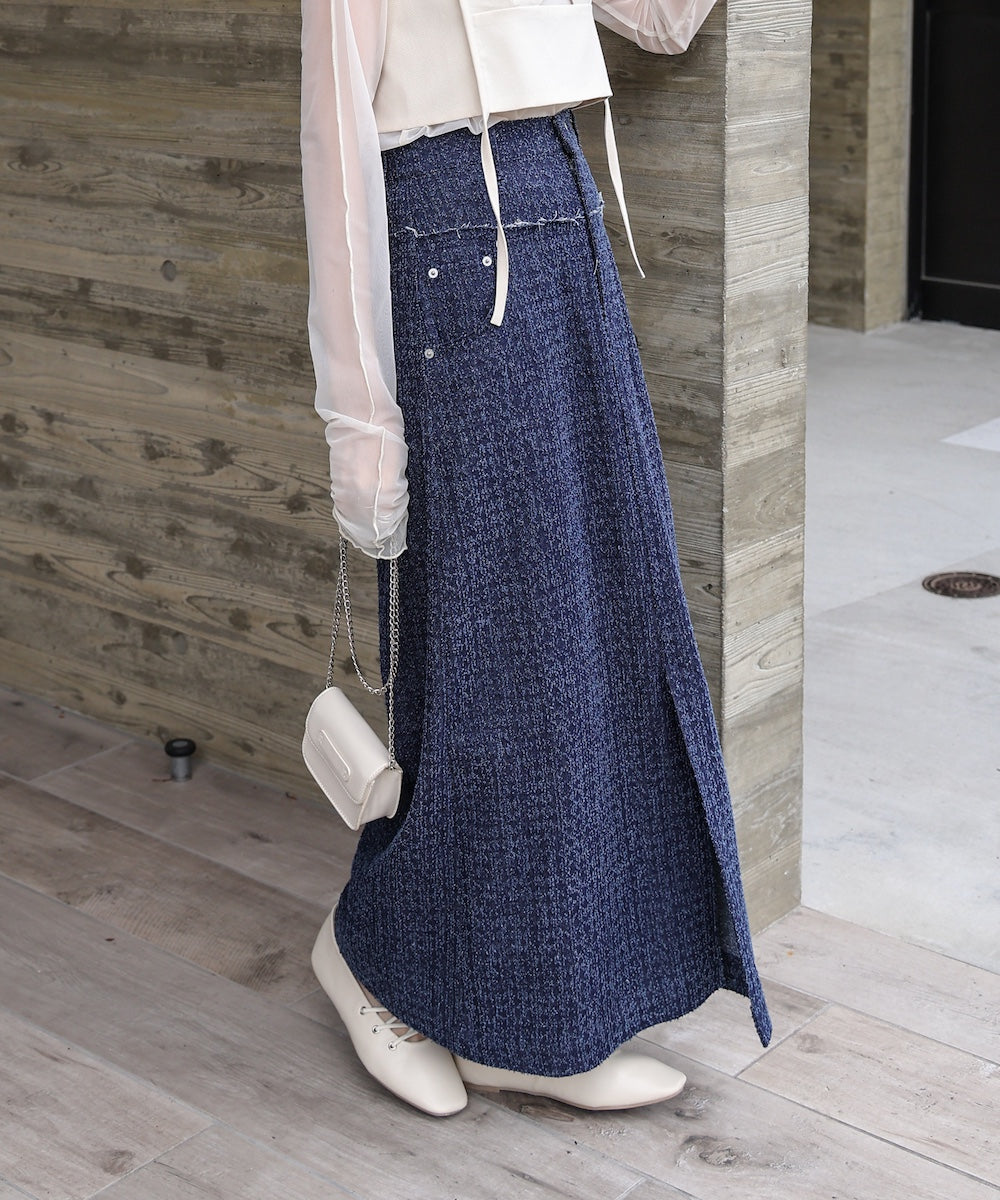 ドットダメージデニムスカート