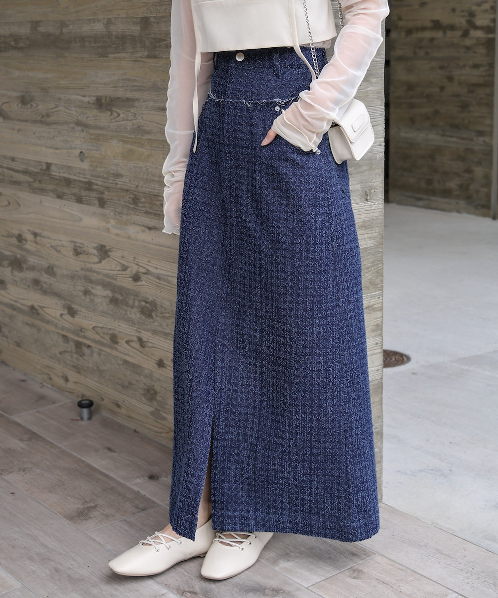 ドットダメージデニムスカート