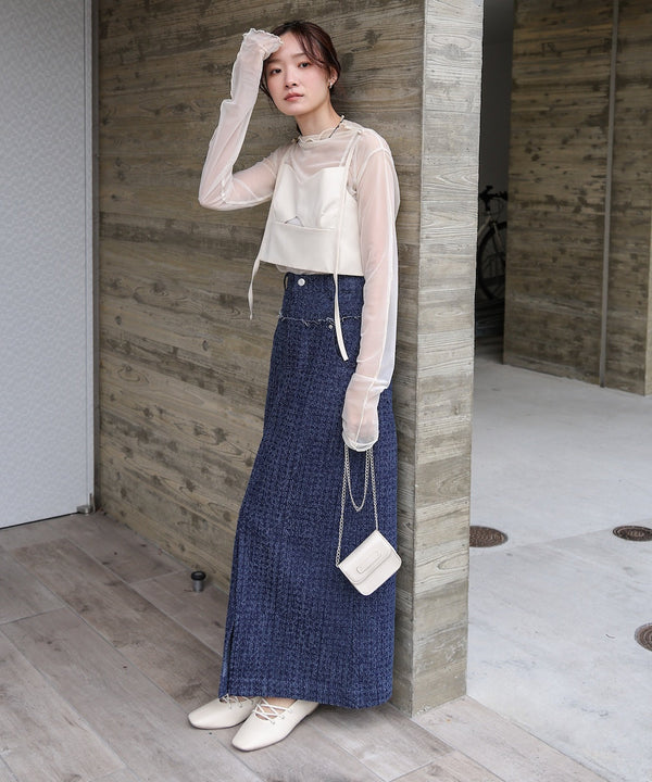 ドットダメージデニムスカート