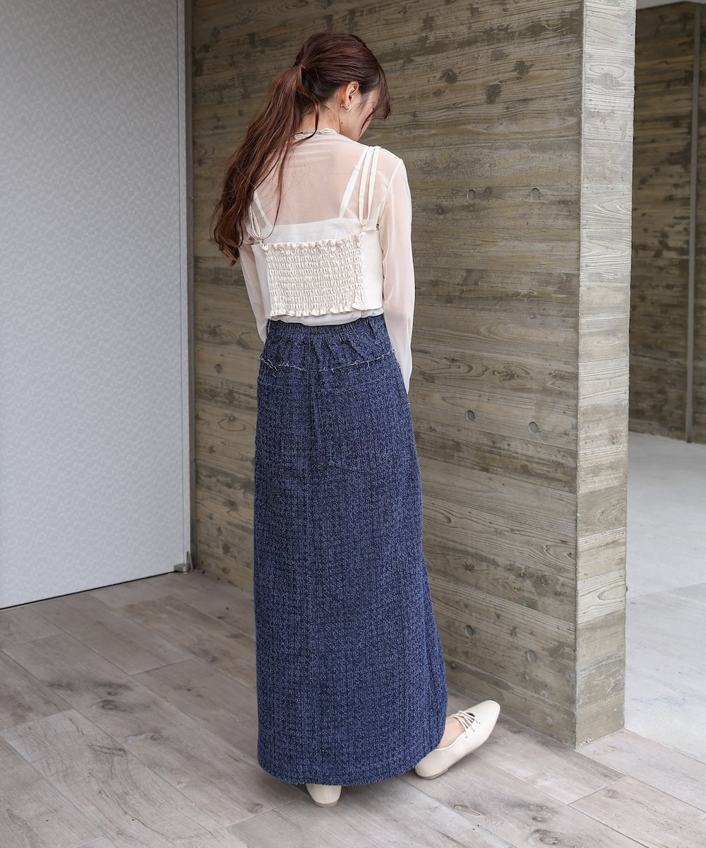 ドットダメージデニムスカート