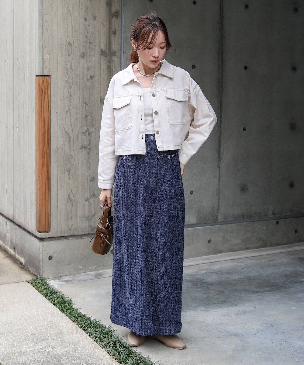 ドットダメージデニムスカート