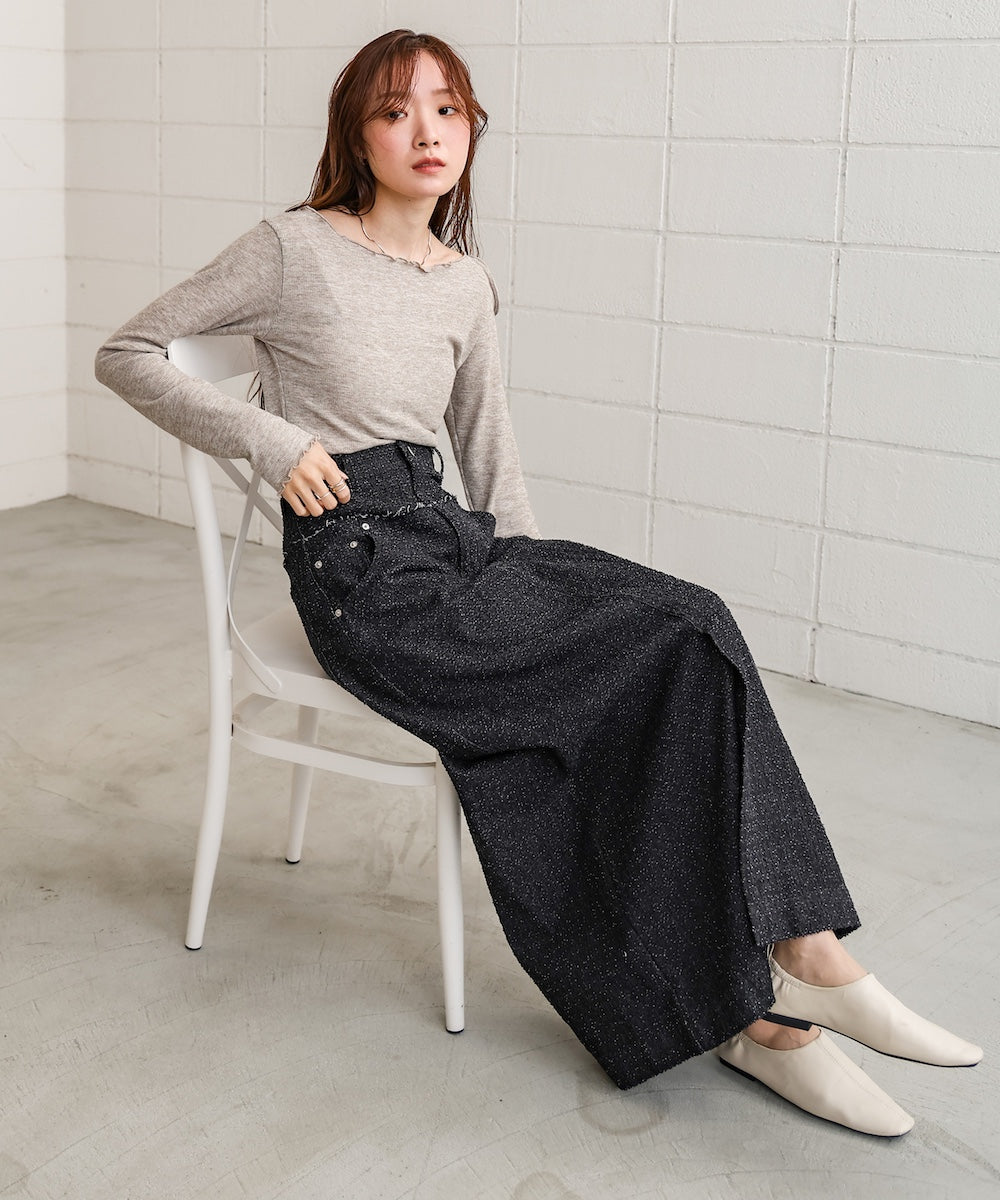 ドットダメージデニムスカート