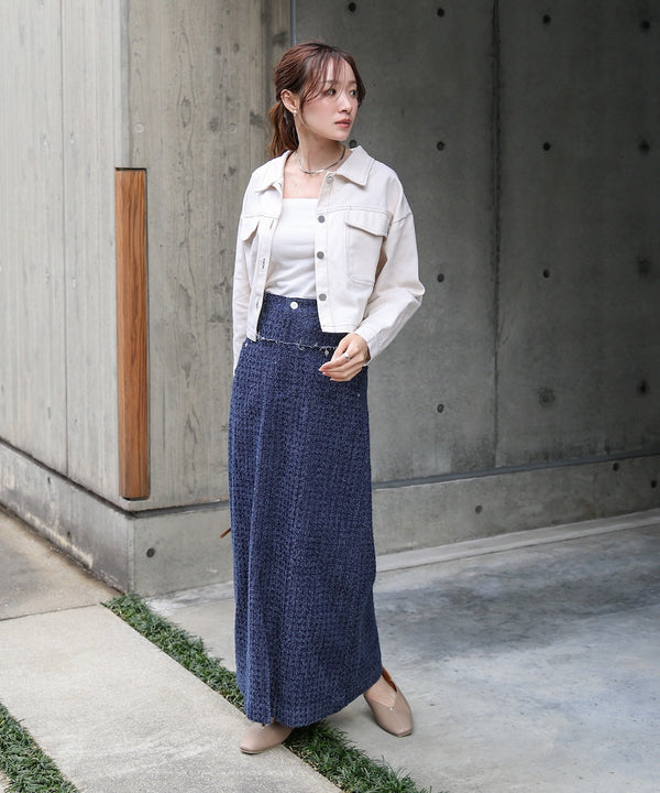 ドットダメージデニムスカート