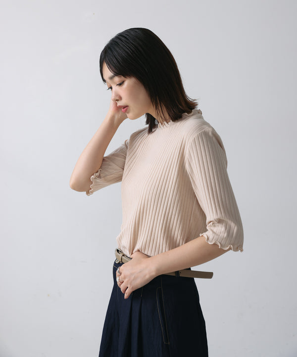 5分袖リブTシャツ