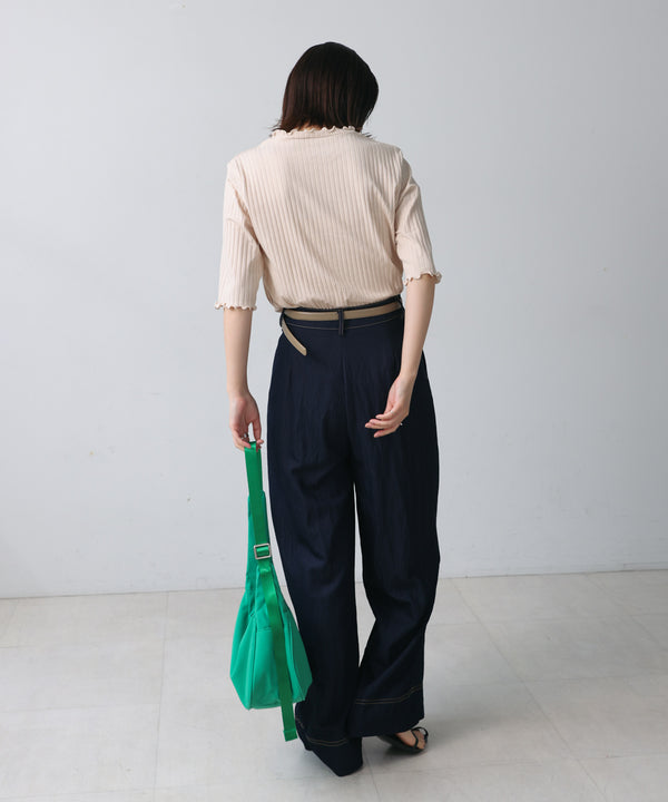 5分袖リブTシャツ