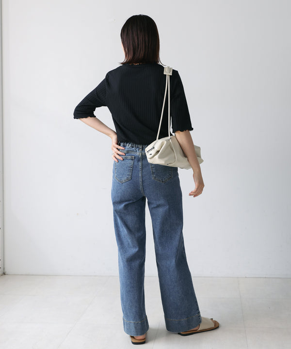 5分袖リブTシャツ