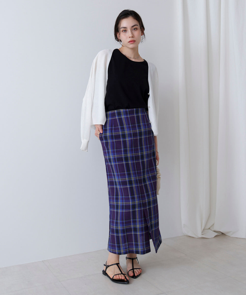 LE CIELBLUE チェックスカート ル シェル ブルー - LE CIEL BLEU | Check Jacquard Knit