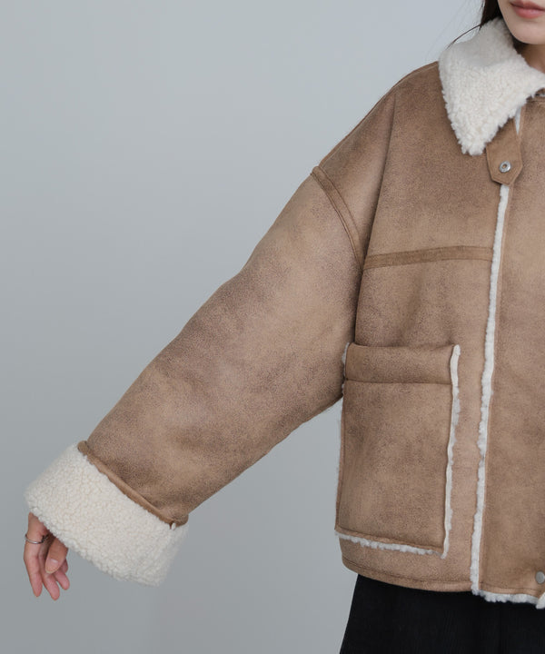 フェイクスエード×ボアボンディングムートンブルゾン
