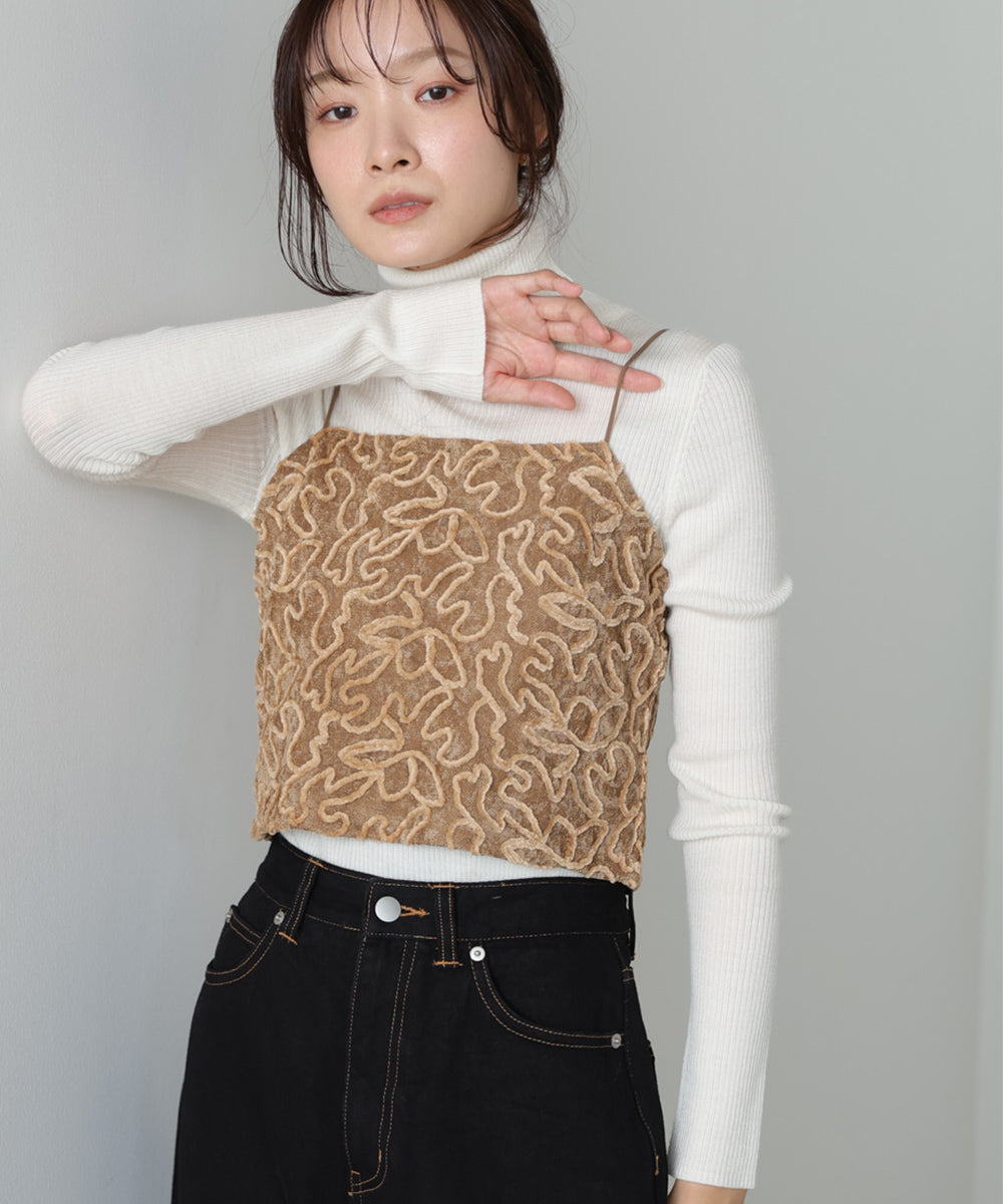 コード刺繍ベロアビスチェ