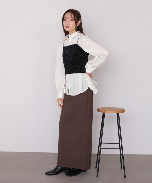 コード刺繍ベロアビスチェ