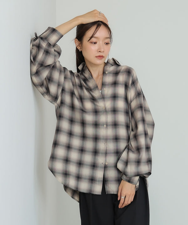 チェックバックギャザーシャツ
