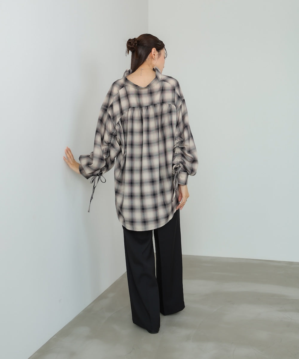 チェックバックギャザーシャツ