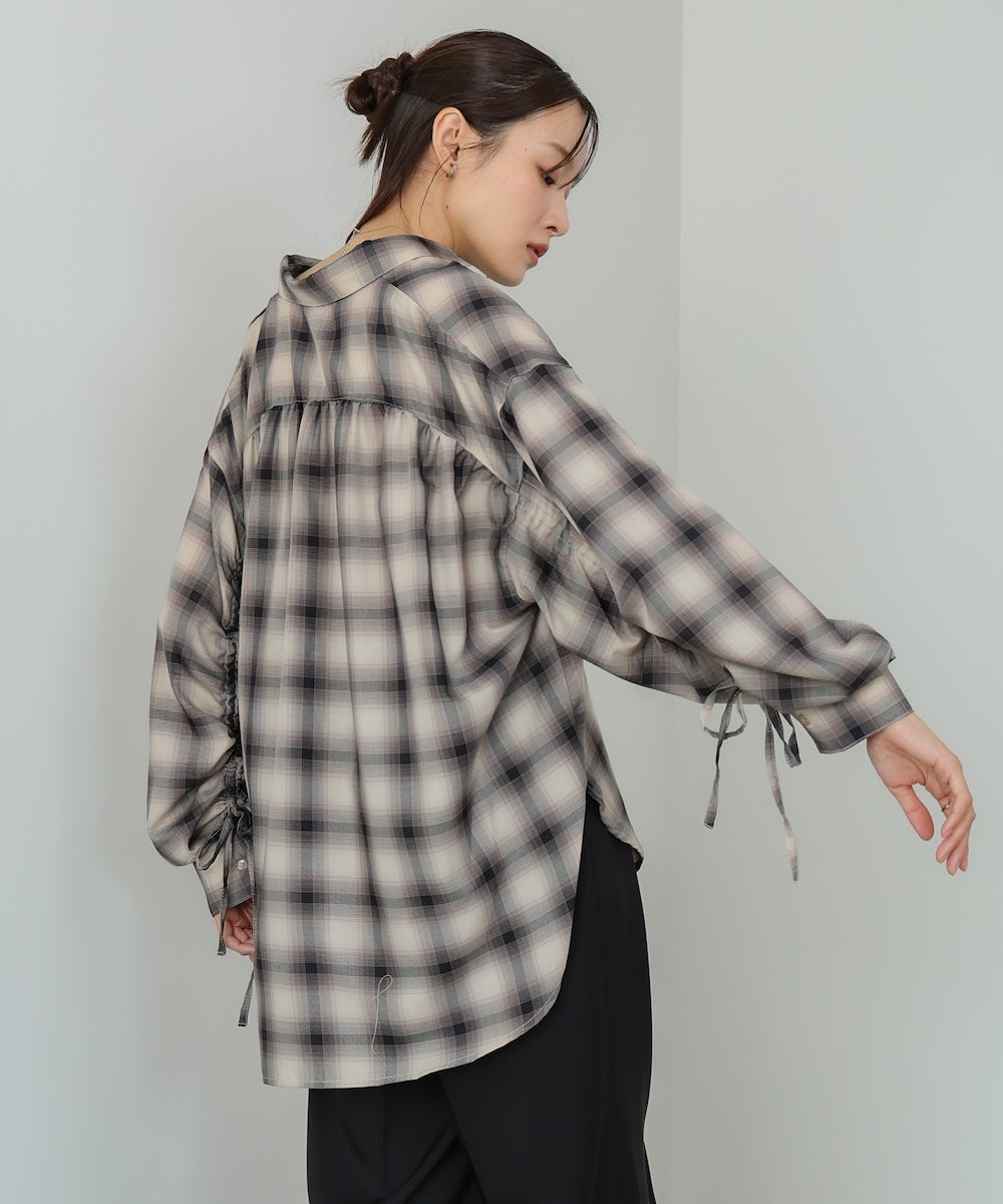 チェックバックギャザーシャツ