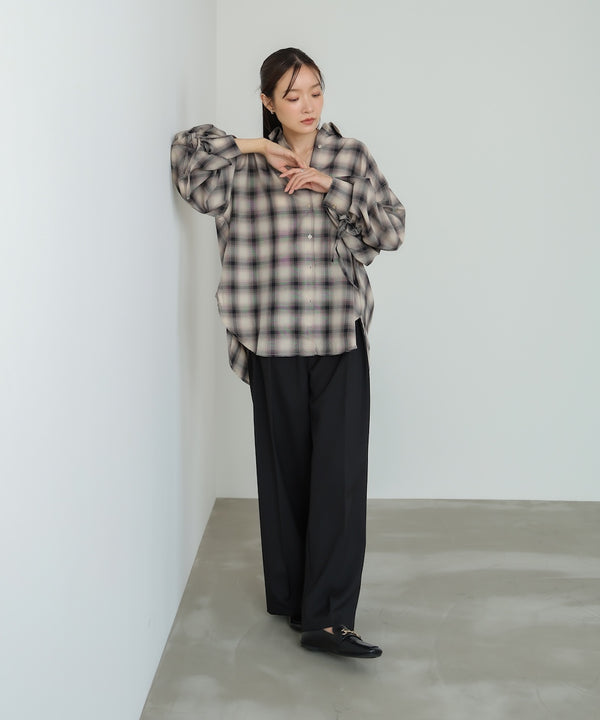チェックバックギャザーシャツ
