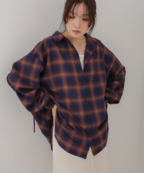 チェックバックギャザーシャツ