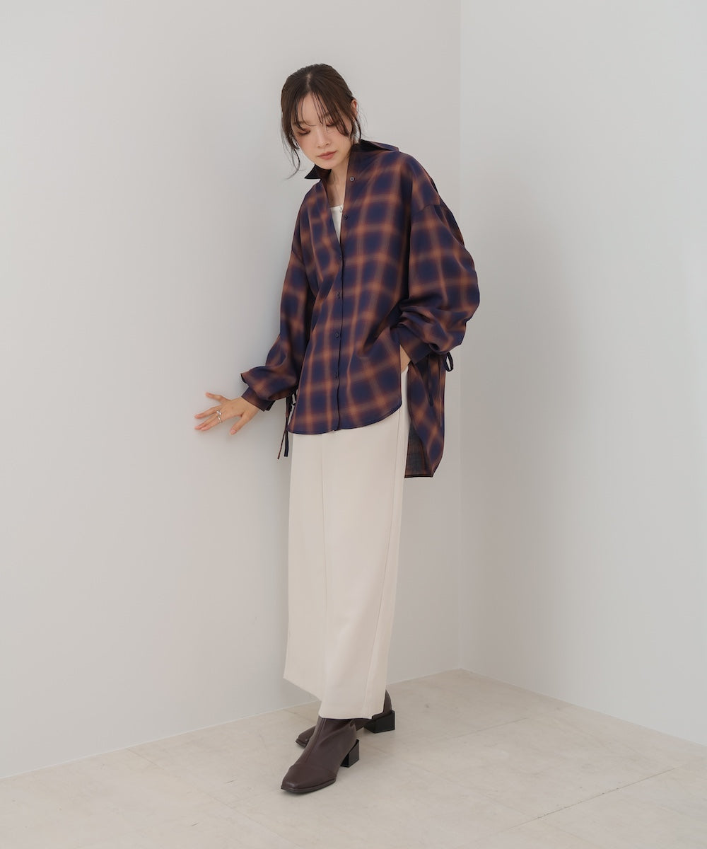 チェックバックギャザーシャツ