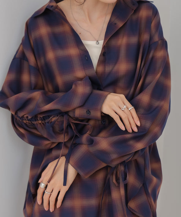 チェックバックギャザーシャツ