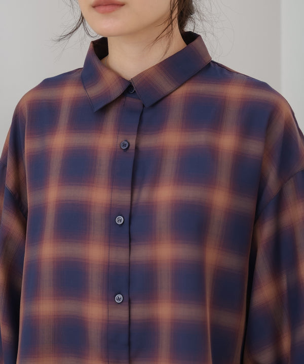 チェックバックギャザーシャツ